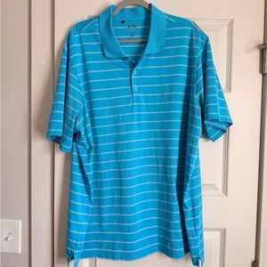 Adidas Men's Blue Striped Polo Shirt, 2XL